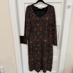 Peruvian Connection Dynasty Floral Dress Midi Dress vintage Persian textile L